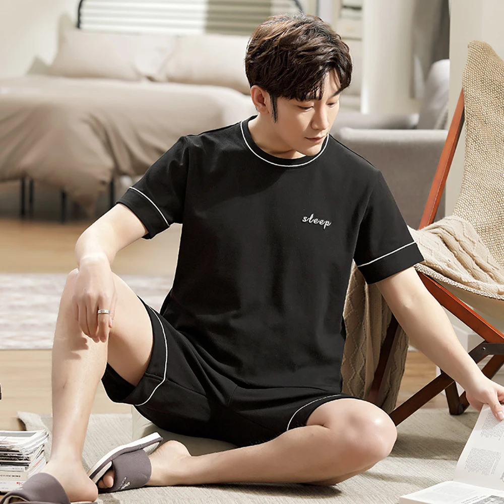 Plus Size Pajamas For Men Casual Cotton Print Pajama Sets Summer Short Sleeve Pijama+Elastic Striped Shorts Home Suit Pyjamas
Plus Size Pajamas For Men Casual Cotton Print Pajama Sets Summer Short Sleeve Pijama+Elastic Striped Shorts Home Suit Pyjamas