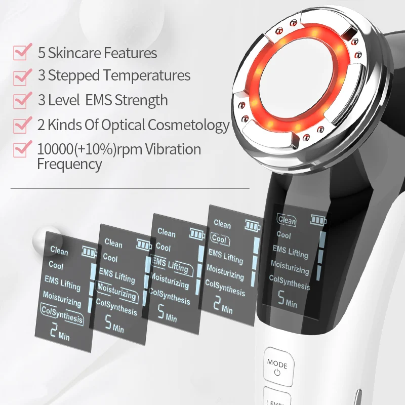Ultrasonic Hot Cool Massager EMS Facial Lifting Ion LED Photon Light Therapy Skin Rejuvenation Device RF EMS Face Lift Machine
Ultrasonic Hot Cool Massager EMS Facial Lifting Ion LED Photon Light Therapy Skin Rejuvenation Device RF EMS Face Lift Machine