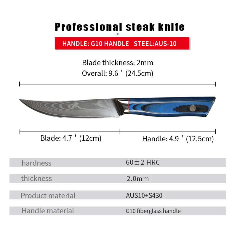 Japanese Damascus Stainless Steel Steak Knife Dinner Tablewares Steak Knives Meat Cleaver Sharp Laguiole Cutlery Knife Sets G10
Japanese Damascus Stainless Steel Steak Knife Dinner Tablewares Steak Knives Meat Cleaver Sharp Laguiole Cutlery Knife Sets G10