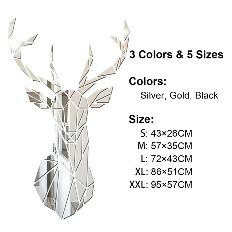 3D Mirror Wall Stickers Acrylic Sticker Big DIY Deer Decorative Mirror Wall Stickers for Kids Room Living Room Decoration
3D Mirror Wall Stickers Acrylic Sticker Big DIY Deer Decorative Mirror Wall Stickers for Kids Room Living Room Decoration
