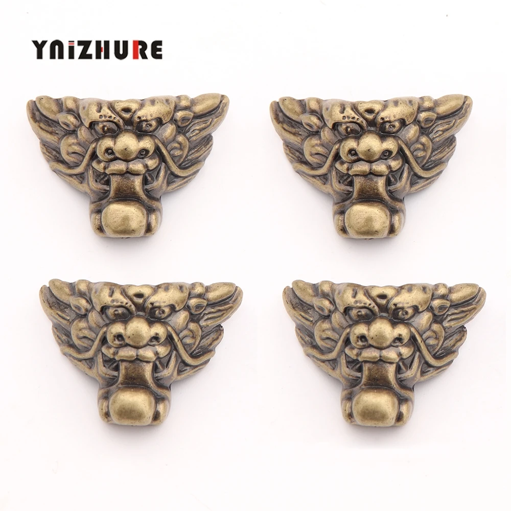 

4PCS 35*25mm Antique Lion Head Bronze Jewelry Chest Vintage Box Wooden Case Decorative Protection Feet Leg Plastic Material