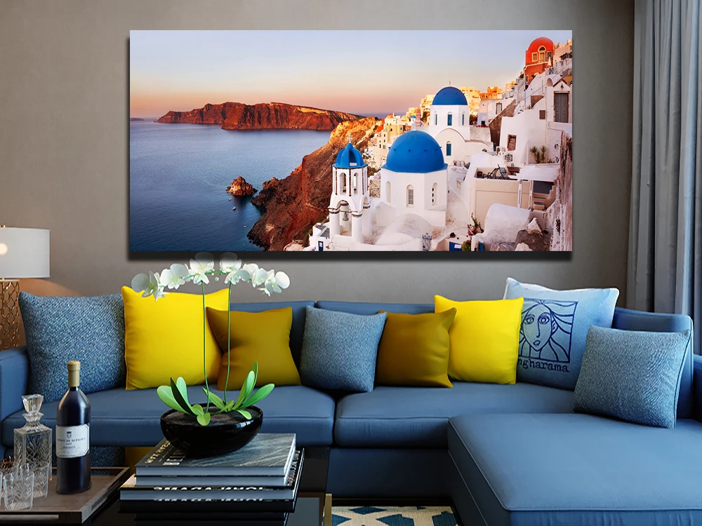 Landscape Picture Canvas Printed Painting Santorini, Greece Poster Sea Water and Castle Wall Art for Living Room Decor No Frame
Landscape Picture Canvas Printed Painting Santorini, Greece Poster Sea Water and Castle Wall Art for Living Room Decor No Frame