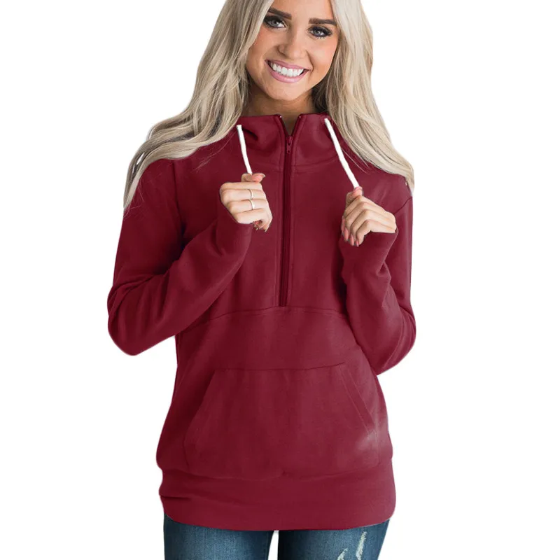 Zipper Solid Hoodie Women Casual Autumn Hooded Long Sleeve Female Stand Collar Black Red Gray Pullovers Sweatshirt Plus Size 3XL
Zipper Solid Hoodie Women Casual Autumn Hooded Long Sleeve Female Stand Collar Black Red Gray Pullovers Sweatshirt Plus Size 3XL