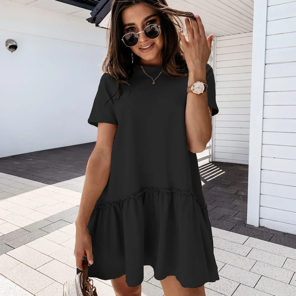 Summer Women Short Dress Loose Casual Short Sleeve O-Neck Dress Streetwear Ladies Clothing White Black Vintage Dresses Vestidos
Summer Women Short Dress Loose Casual Short Sleeve O-Neck Dress Streetwear Ladies Clothing White Black Vintage Dresses Vestidos