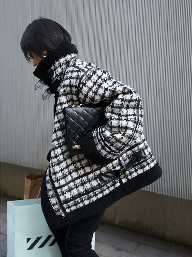 2022 New Fashion Women Winter Thicken Jacket Houndstooth Down Cotton Coat Ladies All-match Warm Outwear Faux Lamb Wool Coat
2022 New Fashion Women Winter Thicken Jacket Houndstooth Down Cotton Coat Ladies All-match Warm Outwear Faux Lamb Wool Coat