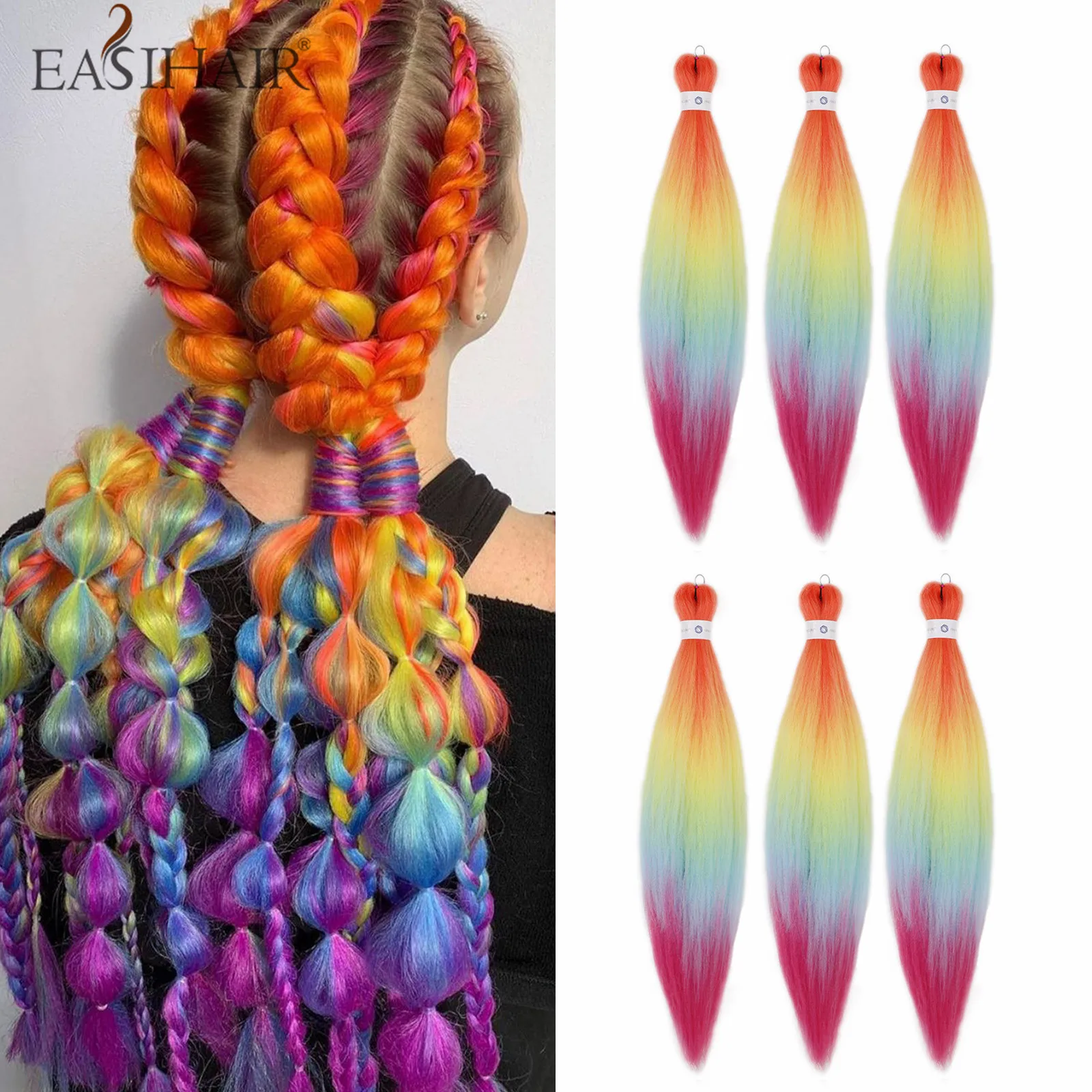 EASIHAIR 6 Pcs Ombre Color Synthetic Hair Extension Pre Stretched Braiding Hair Jumbo Braiding Hair Orange Yellow Blue Wholesale
EASIHAIR 6 Pcs Ombre Color Synthetic Hair Extension Pre Stretched Braiding Hair Jumbo Braiding Hair Orange Yellow Blue Wholesale