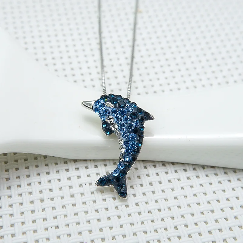 New trend fashion S925 sterling silver dolphin necklace simple blues gradient full diamond pendant exquisite gift for women
New trend fashion S925 sterling silver dolphin necklace simple blues gradient full diamond pendant exquisite gift for women