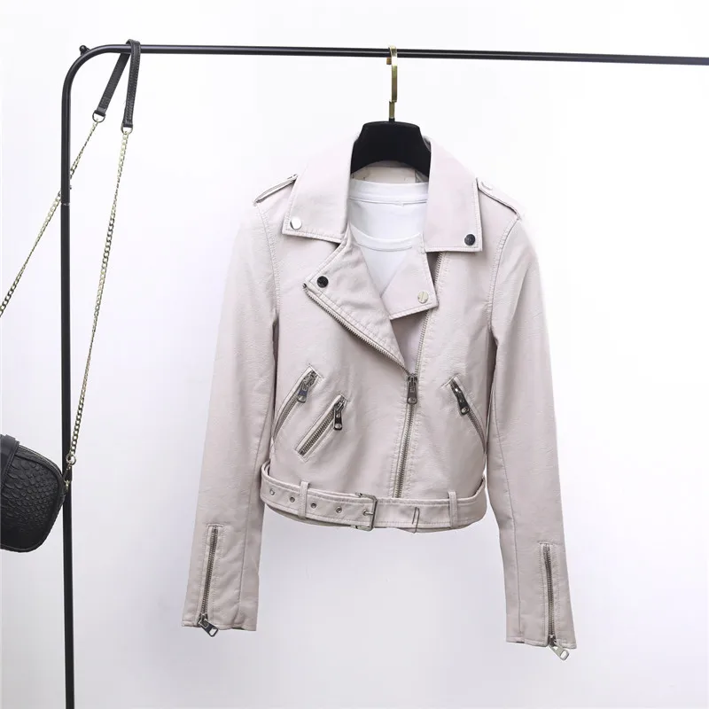 The new women's locomotive PU water wash leather jacket lapel brief paragraph faux coat
The new women's locomotive PU water wash leather jacket lapel brief paragraph faux coat