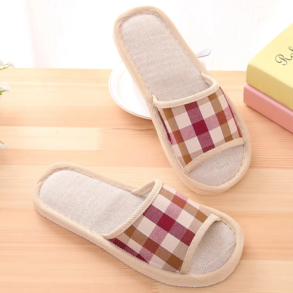 Women's Fashion Casual Couples Gingham Home Slippers Indoor Floor Flat Shoes pantoufle femme Stitching linen slippers quality
Women's Fashion Casual Couples Gingham Home Slippers Indoor Floor Flat Shoes pantoufle femme Stitching linen slippers quality