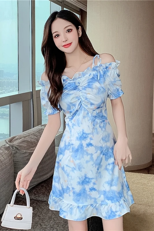 COIGARSAM Women one-piece dress korean New Summer Spaghetti Strap Dresses Blue 9605
COIGARSAM Women one-piece dress korean New Summer Spaghetti Strap Dresses Blue 9605