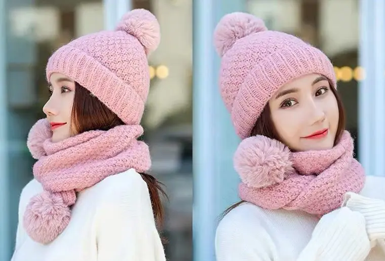 women winter knitted beanie scarf set pom poms beanie scarf set solid color beanie 
women winter knitted beanie scarf set pom poms beanie scarf set solid color beanie