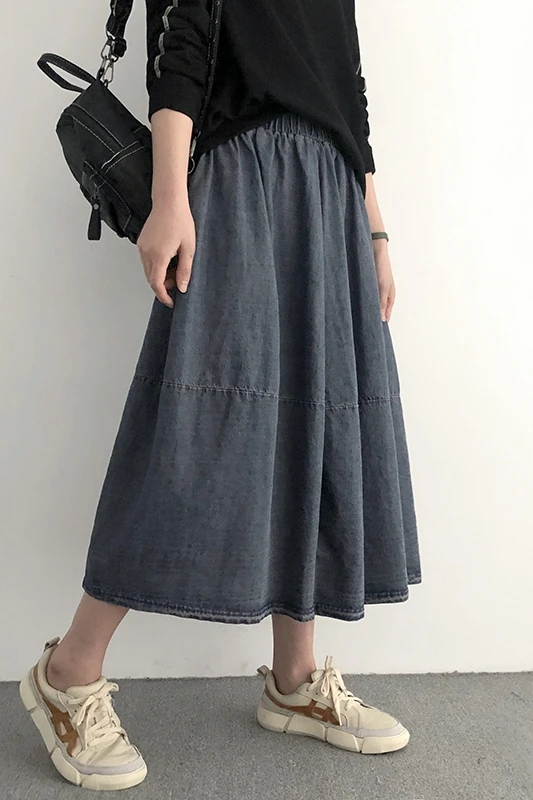 Women Midi Skirts Denim Summer Spring Solid Color Female Long Elastic Waist Korean Mujer skirt DM001
Women Midi Skirts Denim Summer Spring Solid Color Female Long Elastic Waist Korean Mujer skirt DM001