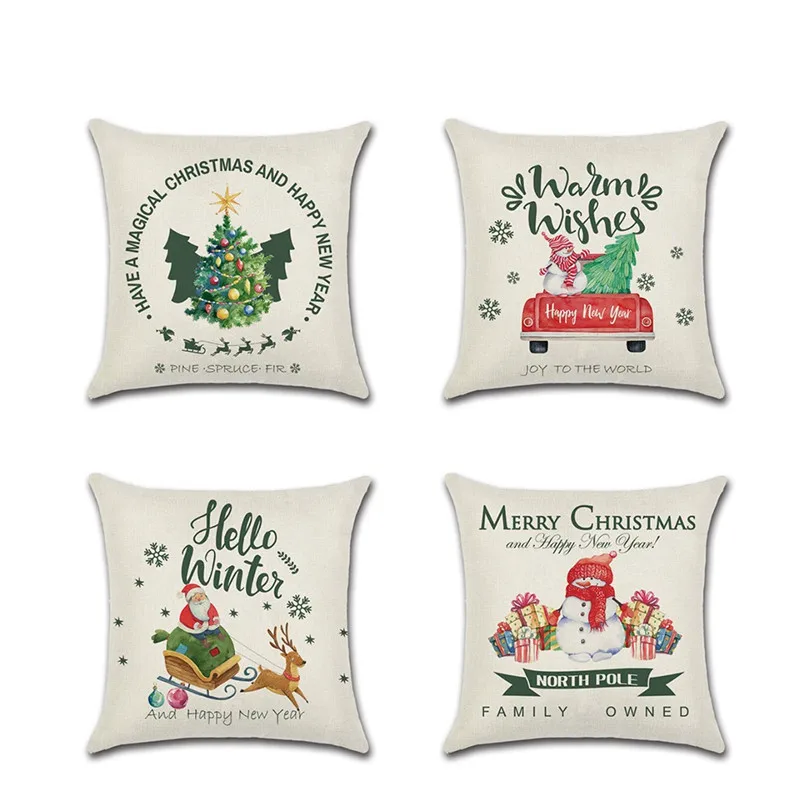 Рождественская наволочка для диванной подушки, рождественские украшения, из хлопка и льна, с новым годом 
Рождественская наволочка для диванной подушки, рождественские украшения, из хлопка и льна, с новым годом
