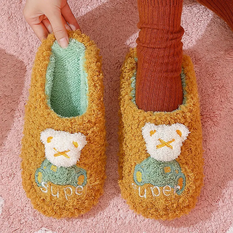 Winter Fur Women Slippers Cartoon Furry Bear Shoes Non-slip Soft Warm Home Slippers Indoor Bedroom Lovers Couples
Winter Fur Women Slippers Cartoon Furry Bear Shoes Non-slip Soft Warm Home Slippers Indoor Bedroom Lovers Couples