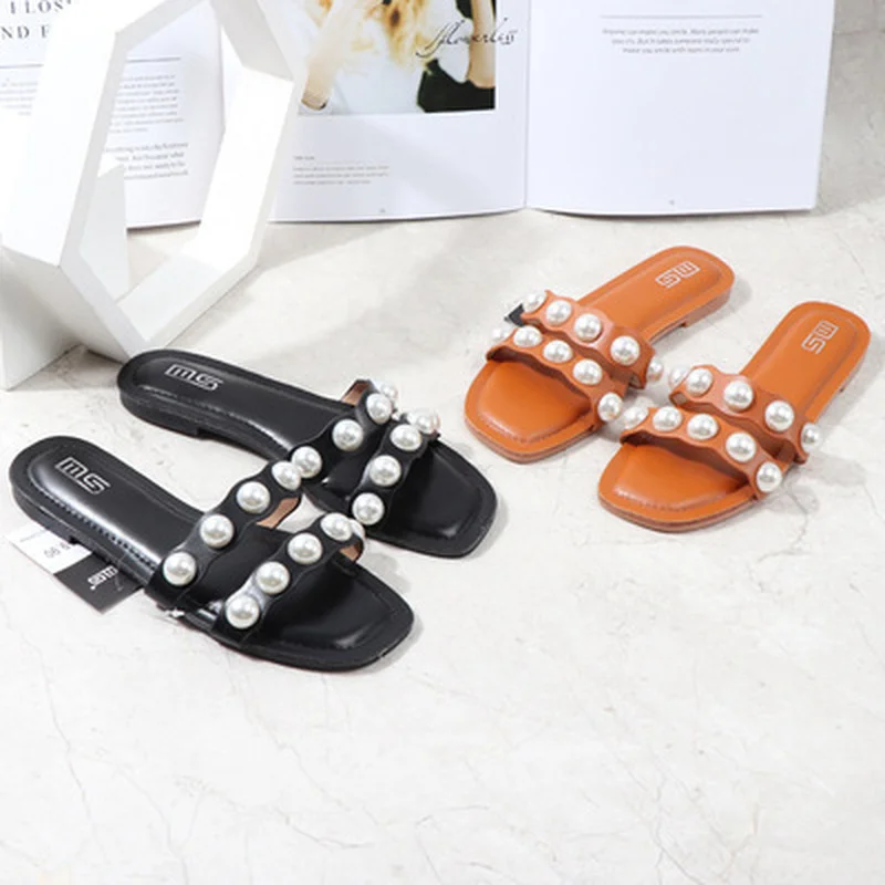 Women's Shoes 2021 European and American Style New One Line with Pearl Decoration Fashion Comfort Trend Slipper Flat Bottom 
Women's Shoes 2021 European and American Style New One Line with Pearl Decoration Fashion Comfort Trend Slipper Flat Bottom