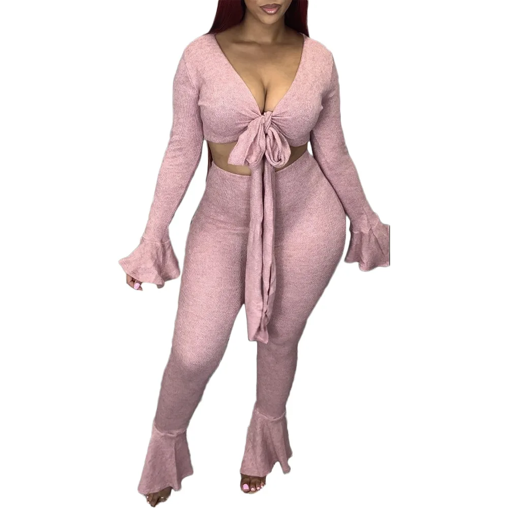 S--3XL Women Two Pieces Sets Sexy Nightclub Autumn Deep V Neck V Neck Lace up Short Tees High Waist Skinny Flare Pants Outfits
S--3XL Women Two Pieces Sets Sexy Nightclub Autumn Deep V Neck V Neck Lace up Short Tees High Waist Skinny Flare Pants Outfits