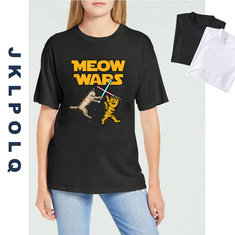 JKLPOLQ Summer Women's T-Shirt Meow Wars Funny Cat Print Cartoon Tops Tee 100% Cotton Vintage Funny TShirt Humor Gift 
JKLPOLQ Summer Women's T-Shirt Meow Wars Funny Cat Print Cartoon Tops Tee 100% Cotton Vintage Funny TShirt Humor Gift