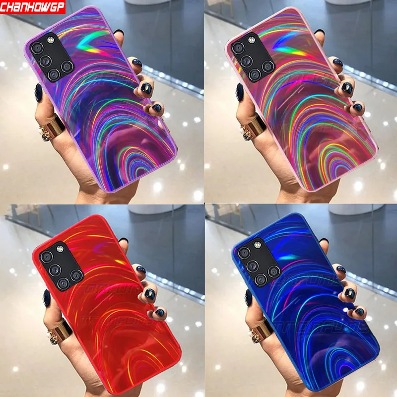 Радужный зеркальный мягкий чехол для Samsung Galaxy A21S A51 A71 A01 A11 A31 A41 A50 A70 A30 A20 A10 S20 FE Note 20