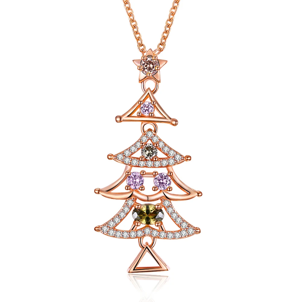 Christmas Tree Pendant Necklaces For Women Cubic Zirconia Rose Gold Color Necklace Female Classic Fashion Jewelry Accessories
Christmas Tree Pendant Necklaces For Women Cubic Zirconia Rose Gold Color Necklace Female Classic Fashion Jewelry Accessories