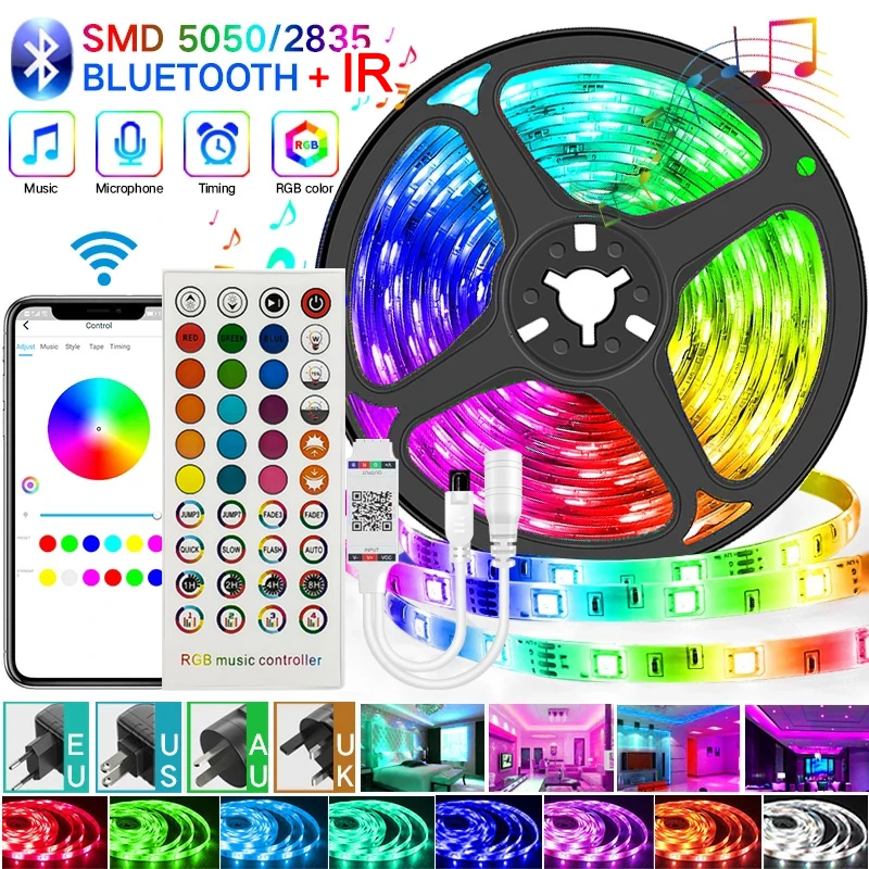 Светодиодная лента RGB 5050/2835 с Wi-Fi, гибкая LED лампа с диодами, 20-5 м, 12 В постоянного тока, с Wi-Fi контроллером
Светодиодная лента RGB 5050/2835 с Wi-Fi, гибкая LED лампа с диодами, 20-5 м, 12 В постоянного тока, с Wi-Fi контроллером