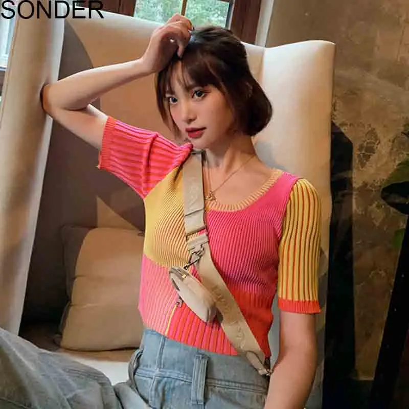 Fashion Spring New Pullover Slim-Fit Wool Sweater Women Short Sleeve French Striped Top Vintage Thin Summer Slim Knitted Tshirts
Fashion Spring New Pullover Slim-Fit Wool Sweater Women Short Sleeve French Striped Top Vintage Thin Summer Slim Knitted Tshirts