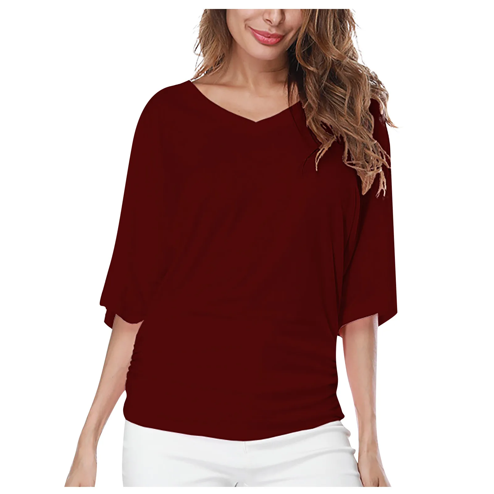 tshirt women 2021 Fashion Solid Color V-Neck T-Shirt Blouse Batwing Sleeve Tops Blouse camisetas de mujer
tshirt women 2021 Fashion Solid Color V-Neck T-Shirt Blouse Batwing Sleeve Tops Blouse camisetas de mujer