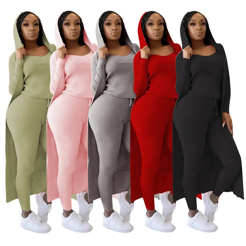 Трикотажный обтягивающий комплект Chiclover из 3 предметов, Женское пальто с длинным рукавом и жилет, облегающие брюки, подходящий костюм
Трикотажный обтягивающий комплект Chiclover из 3 предметов, Женское пальто с длинным рукавом и жилет, облегающие брюки, подходящий костюм