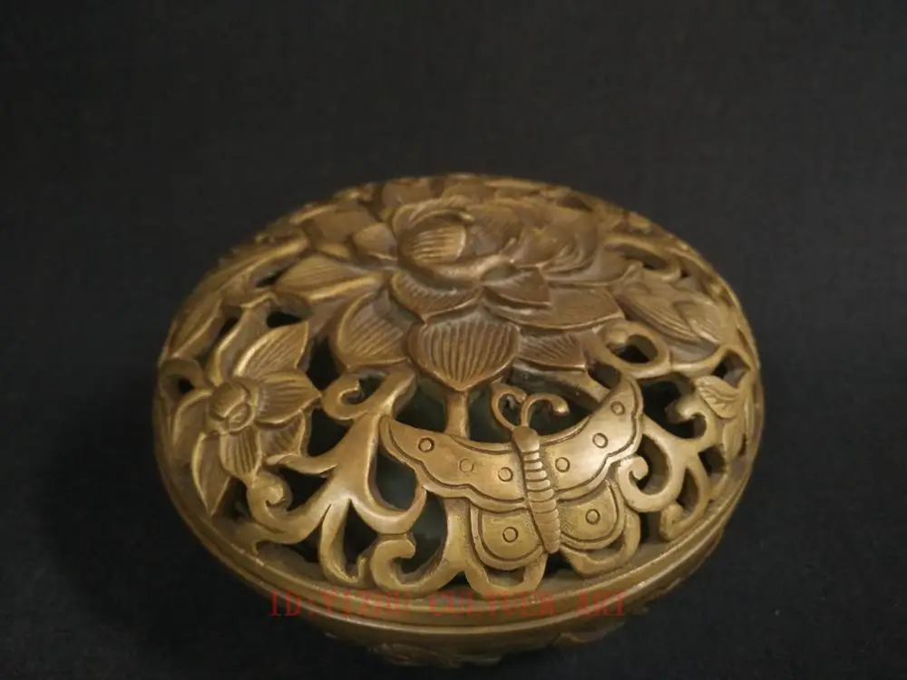 

YIZHU CULTUER художественная коллекция Китай старая медь резьба благородство цветок благовония горелка украшения