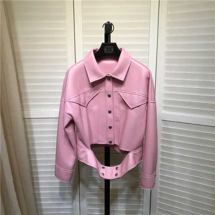 real women's Chic leather biker jackets high quality sheepskin leather coat A841
real women's Chic leather biker jackets high quality sheepskin leather coat A841