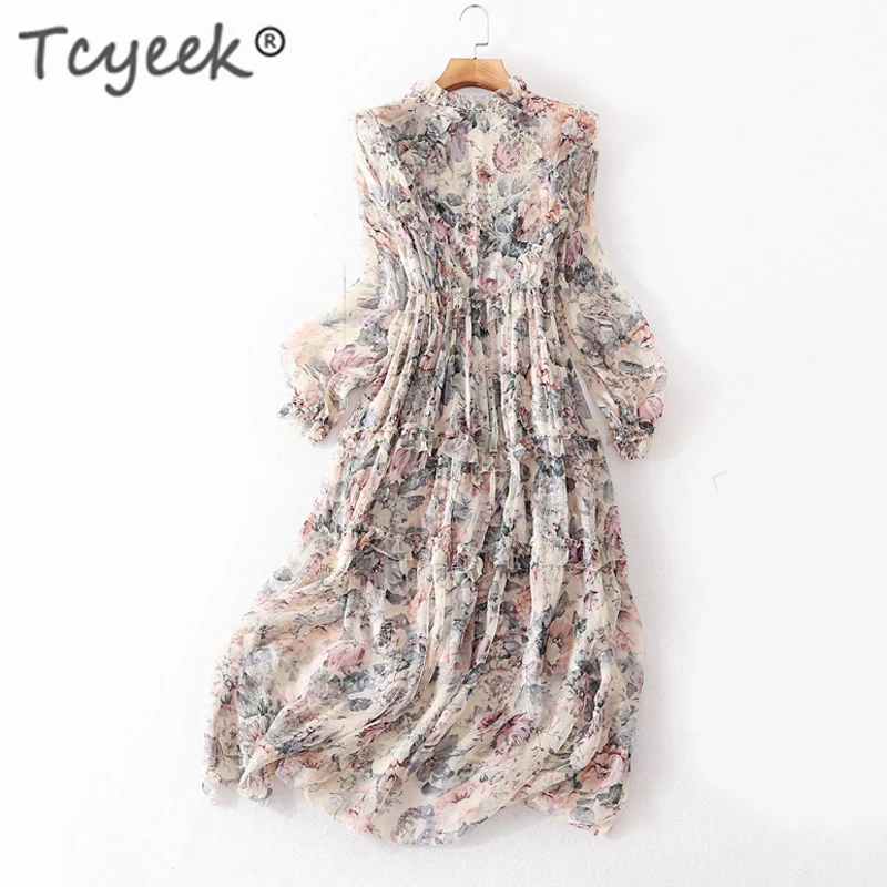 Tcyeek Summer 100% Real Silk Dress Women Vintage Long Embroidery Floral Dresses Femela Elegant Vestidos Lady Evening Party Dress
Tcyeek Summer 100% Real Silk Dress Women Vintage Long Embroidery Floral Dresses Femela Elegant Vestidos Lady Evening Party Dress