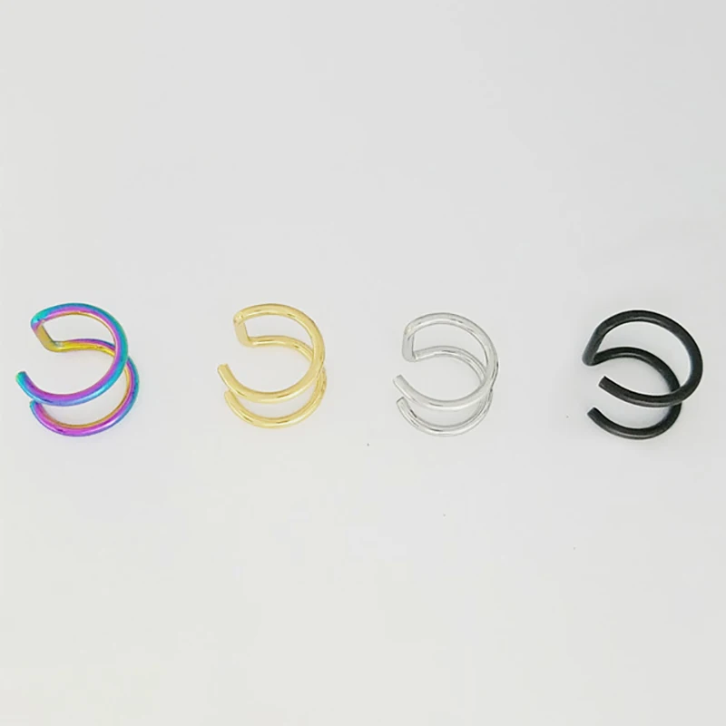 1Piece Stainless Steel Clip On Wrap Earring Tragus 2 Rings Ear Cuff Clip Nose Ring Fake Piercing Jewelry Earing Accessories 
1Piece Stainless Steel Clip On Wrap Earring Tragus 2 Rings Ear Cuff Clip Nose Ring Fake Piercing Jewelry Earing Accessories
