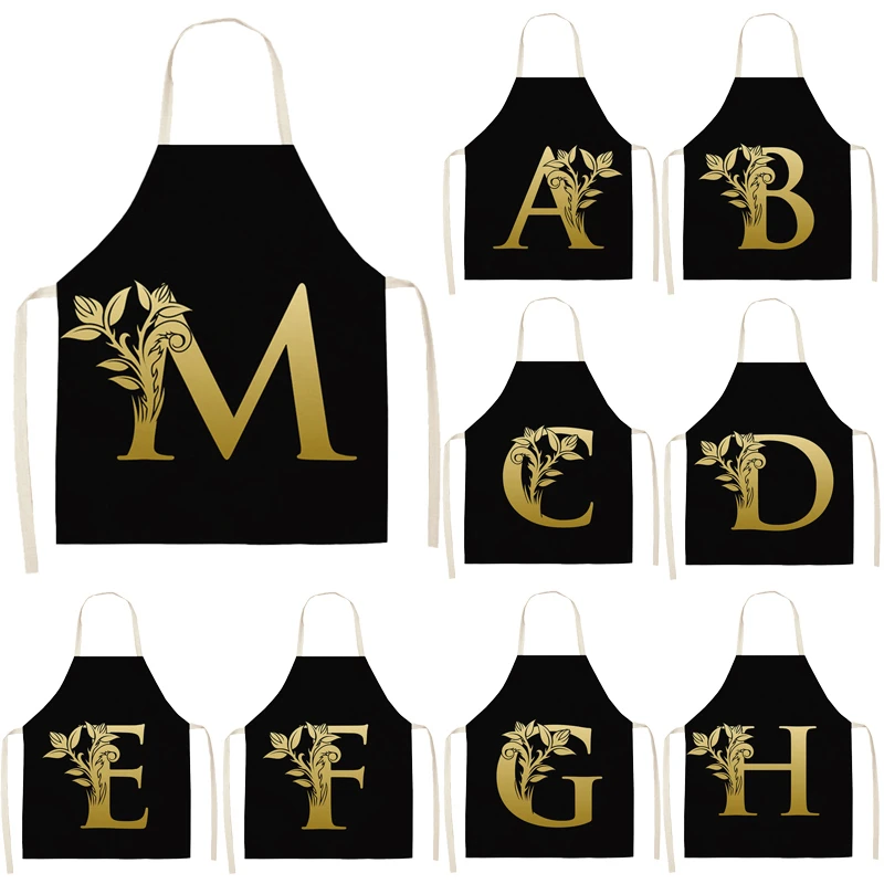 Gold Letter Alphabet Pattern Kitchen Apron for Woman Sleeveless Cotton Linen Aprons Cooking Home Cleaning Tools 53*65cm WQ0051
Gold Letter Alphabet Pattern Kitchen Apron for Woman Sleeveless Cotton Linen Aprons Cooking Home Cleaning Tools 53*65cm WQ0051