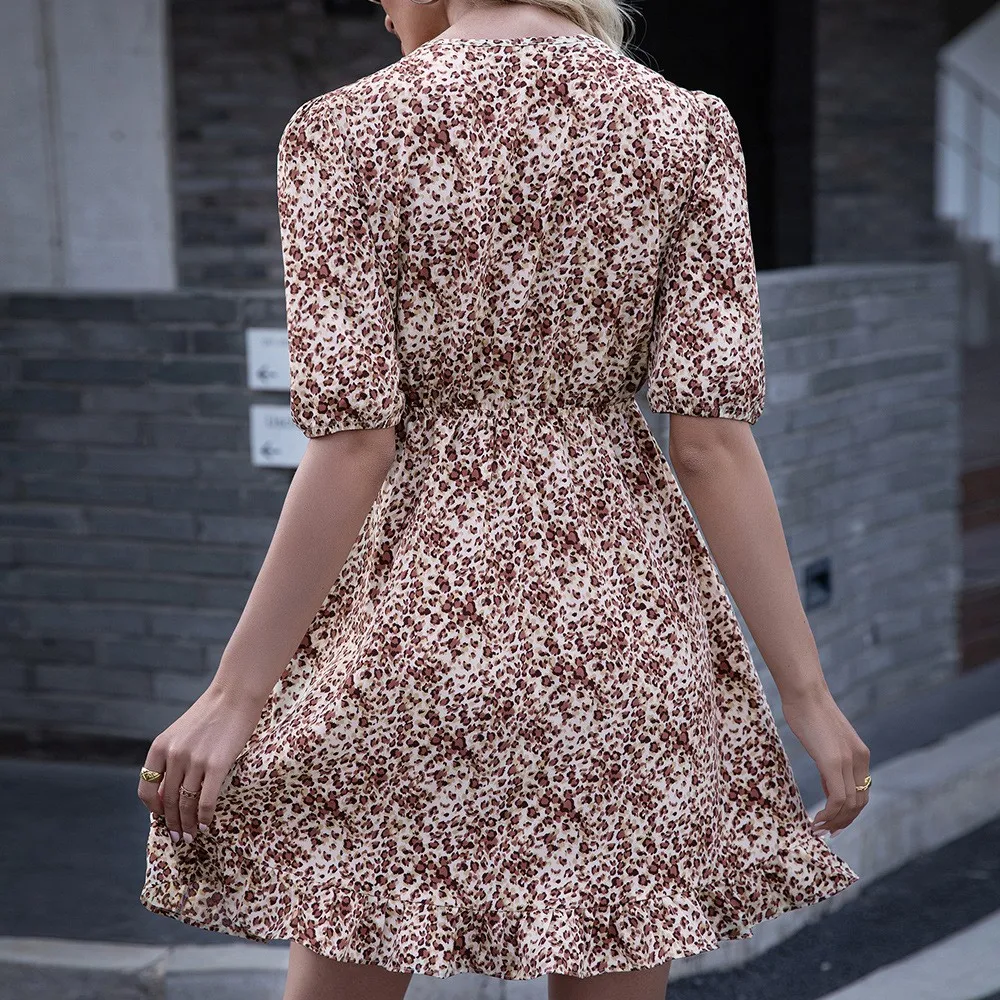 Sexy Hollow Lace-up Dress 2021 Summer Women Leopard Ruffle Mini Dresses Female Elastic High Waist V-Neck Sundress Vestidos Cloth 
Sexy Hollow Lace-up Dress 2021 Summer Women Leopard Ruffle Mini Dresses Female Elastic High Waist V-Neck Sundress Vestidos Cloth