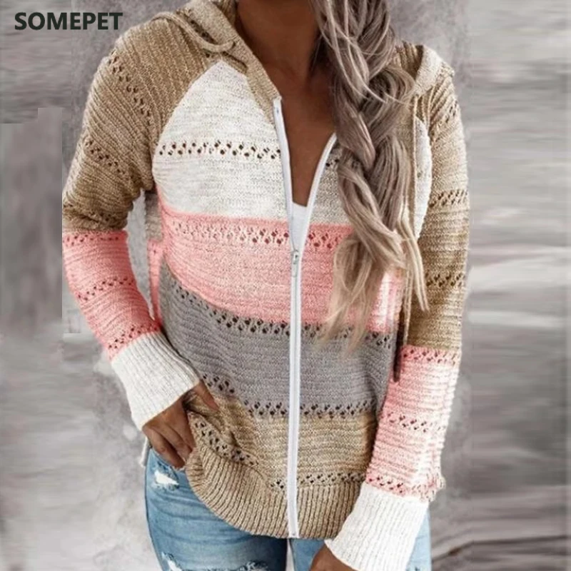 Женский трикотажный кардиган с капюшоном, Элегантный Повседневный свитер в полоску с длинным рукавом и V-образным вырезом в стиле пэчворк н...
Женский трикотажный кардиган с капюшоном, Элегантный Повседневный свитер в полоску с длинным рукавом и V-образным вырезом в стиле пэчворк н...