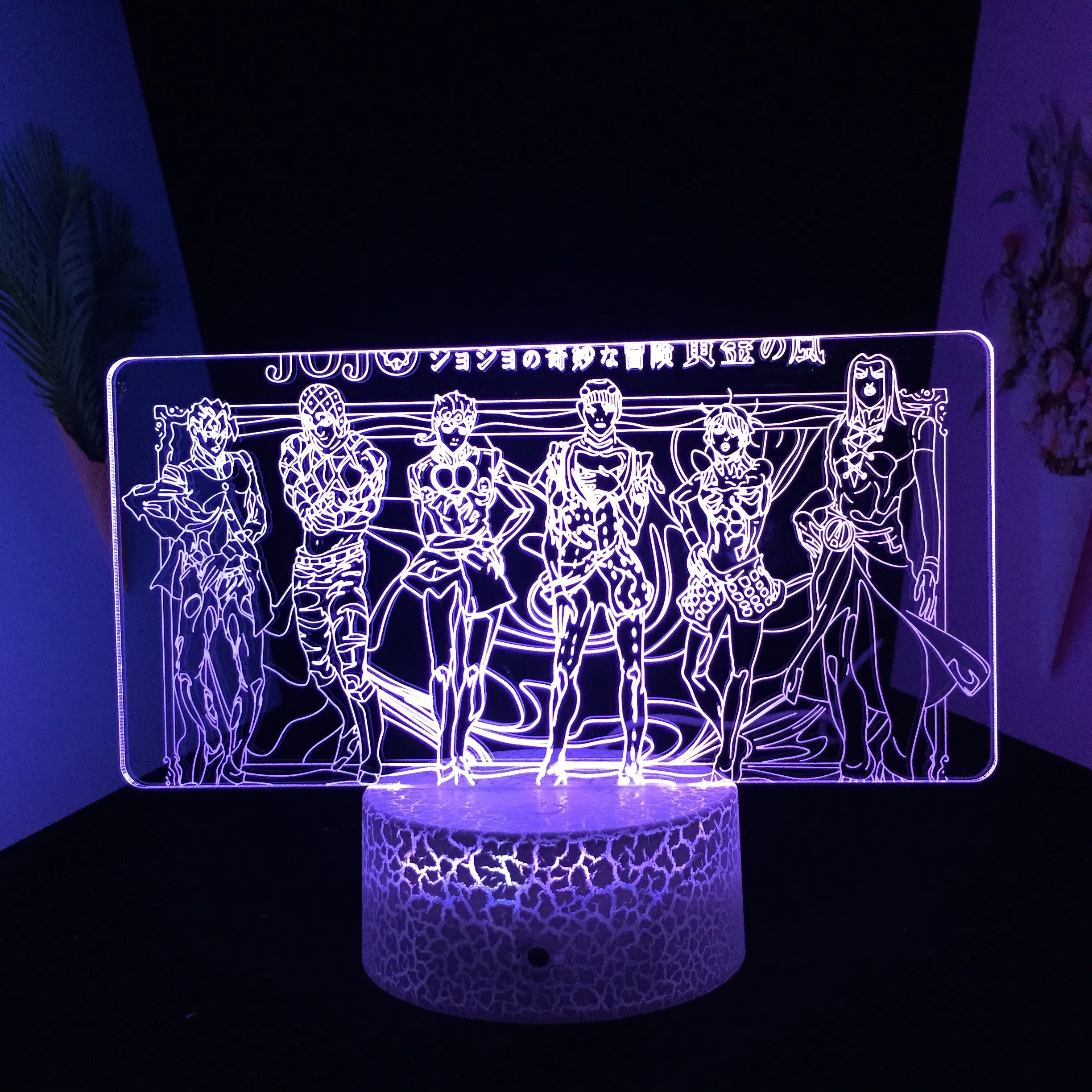 

Japanese Anime Character Gathering 3D LED Lamp Visual Illusion White Cracked BaseHome Decor for Couple Festival Birthday Gifts