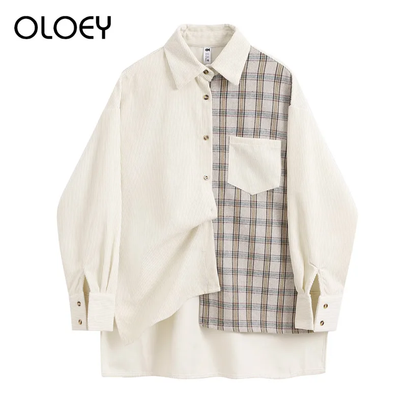Fashion long-sleeved women's stitching button shirt spring autumn new Vintage design sense casual loose lapel blouse street wear
Fashion long-sleeved women's stitching button shirt spring autumn new Vintage design sense casual loose lapel blouse street wear