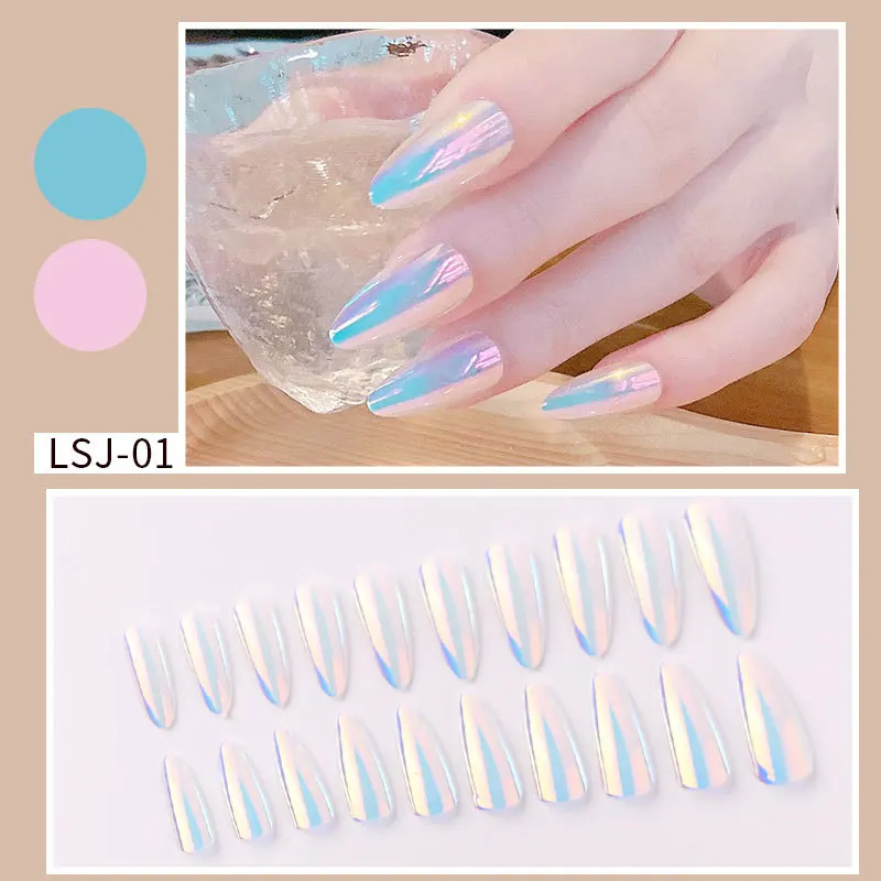 24PCS NEW Sharp End Almond Gradient Glitter Aurora Magic Mirror False Nail Tips Fake Finger Nails Easy Reuse with Adhesive Tapes
24PCS NEW Sharp End Almond Gradient Glitter Aurora Magic Mirror False Nail Tips Fake Finger Nails Easy Reuse with Adhesive Tapes
