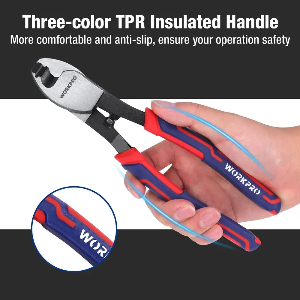 WORKPRO Cable Cutters CR-V Wire Cutters Pliers 8-inch/210mm Hand Cutting Tool with Anti-Slip Handle
WORKPRO Cable Cutters CR-V Wire Cutters Pliers 8-inch/210mm Hand Cutting Tool with Anti-Slip Handle