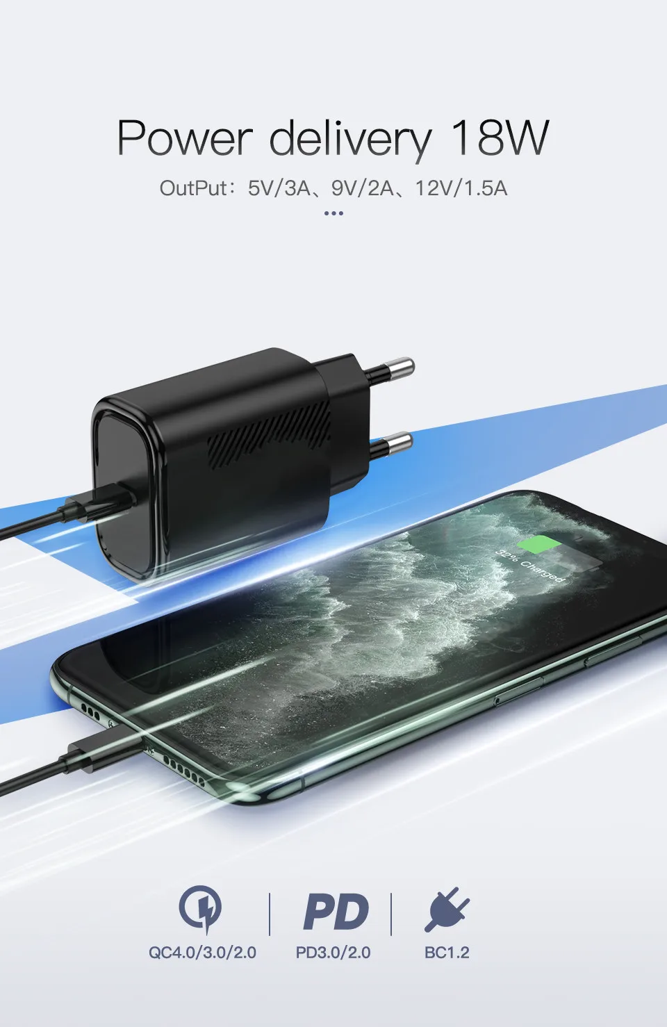 Phone Power Adapter 18W Fast Charging 5V 3A Charging Head For IPhone 12 pro Mini Xiaomi Mobile Phone Charger
Phone Power Adapter 18W Fast Charging 5V 3A Charging Head For IPhone 12 pro Mini Xiaomi Mobile Phone Charger
