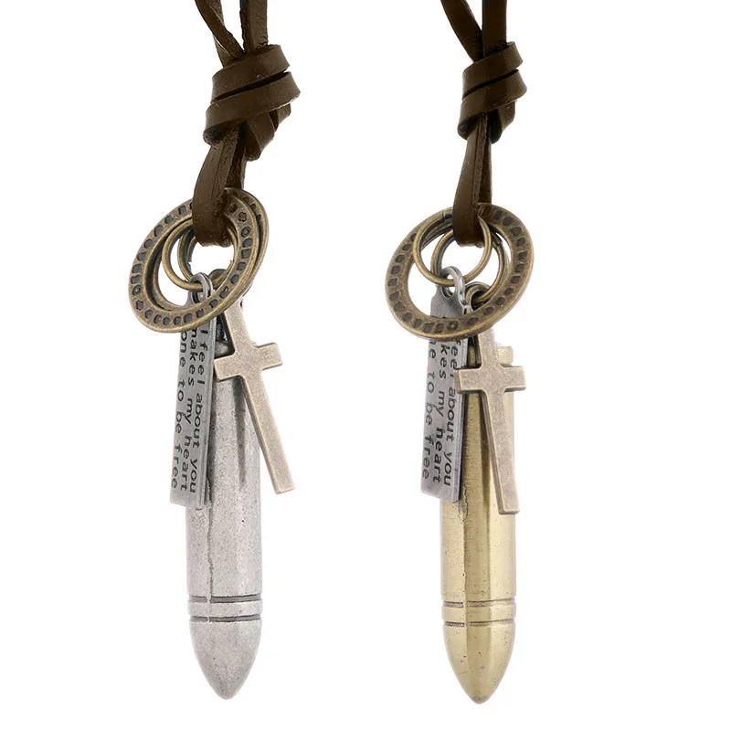 Jessingshow Retro Bullet Dog Tag Cross Pendant Necklace For Men Adjustable Genuine Leather Braided Rope Soldier Males Jewelry
Jessingshow Retro Bullet Dog Tag Cross Pendant Necklace For Men Adjustable Genuine Leather Braided Rope Soldier Males Jewelry