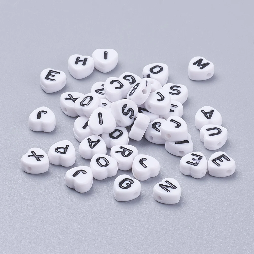 200pcs 7x7x4mm White Heart Acrylic Letter Beads For DIY Jewelry Making , Hole: 1mm 
200pcs 7x7x4mm White Heart Acrylic Letter Beads For DIY Jewelry Making , Hole: 1mm
