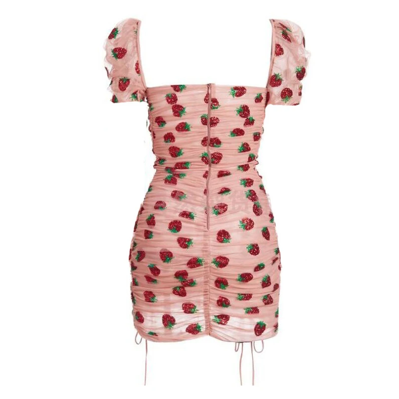 Womens Deep V Neck Strawberry Dress Short Sleeve Sexy Pencil Fashion Mini Dresses 
Womens Deep V Neck Strawberry Dress Short Sleeve Sexy Pencil Fashion Mini Dresses