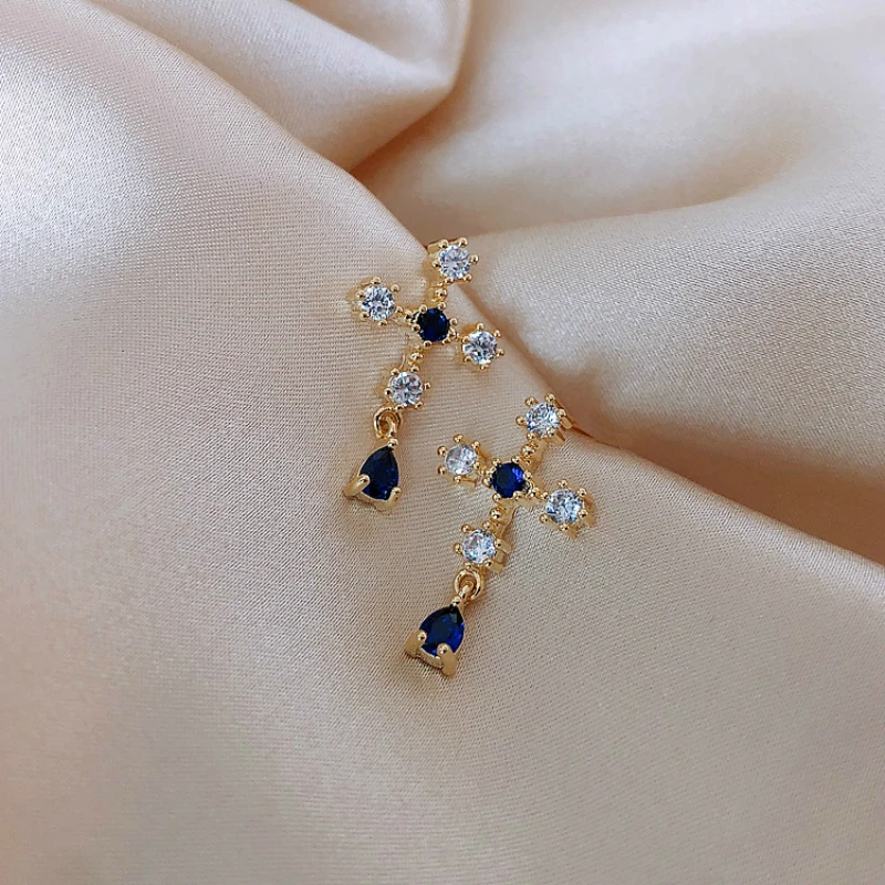 

Earings Fashion Jewelry Cross Blue Crystal Earrings Brincos Stud Earrings For Women Oorbellen Statement Earrings Wholesale