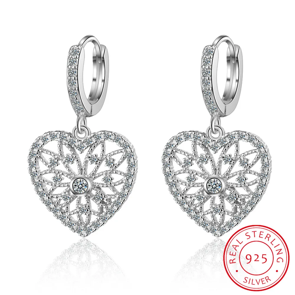 925 Sterling Silver Flower pattern Hollow Heart Drop Earrings For Women Boucle d'oreille oorbellen brincos
925 Sterling Silver Flower pattern Hollow Heart Drop Earrings For Women Boucle d'oreille oorbellen brincos