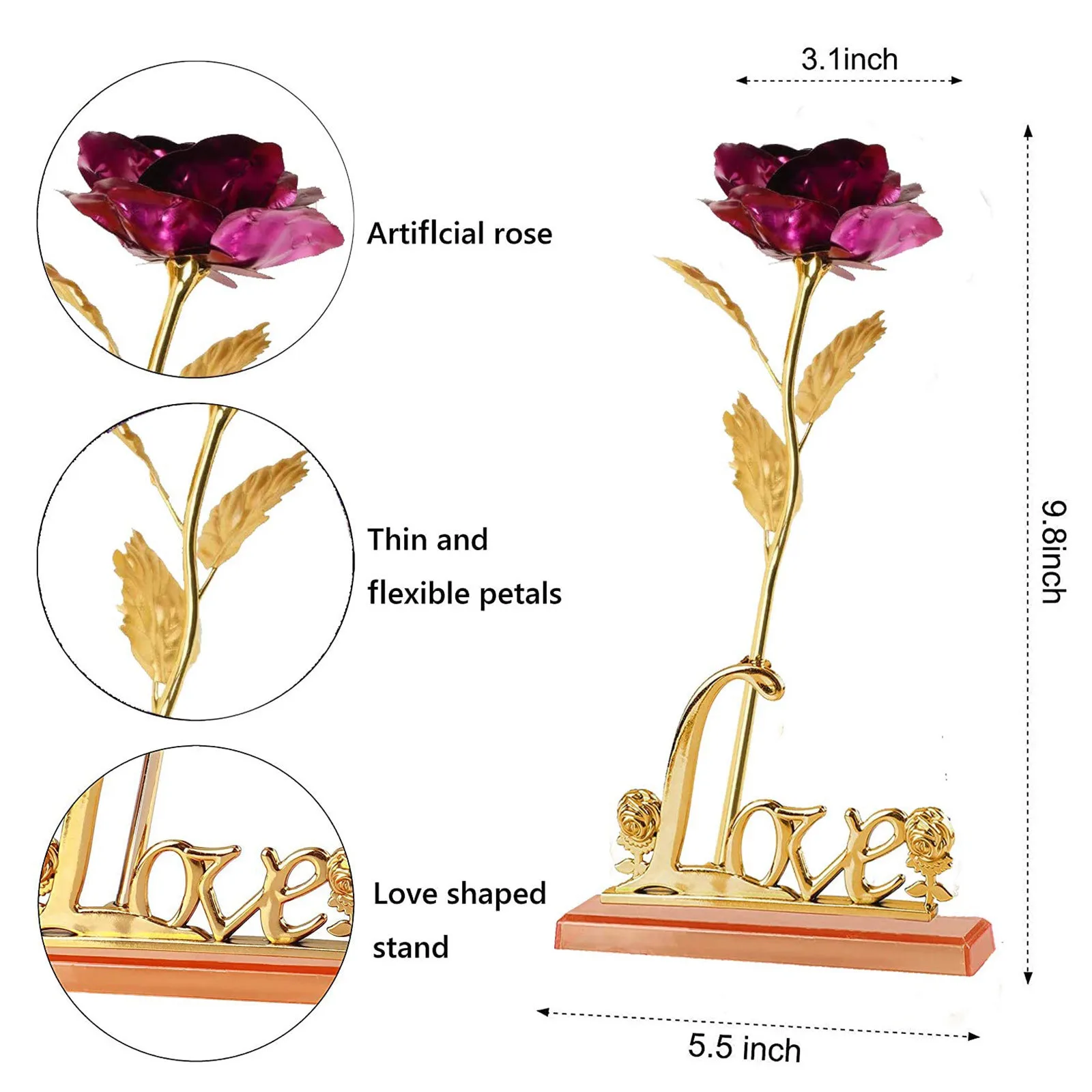 Valentine's Day Creative Gift 24k Aluminum Foil Rose Gold Rose Lasting Eternal Love Wedding Decoration Lover Lighting Rose
Valentine's Day Creative Gift 24k Aluminum Foil Rose Gold Rose Lasting Eternal Love Wedding Decoration Lover Lighting Rose