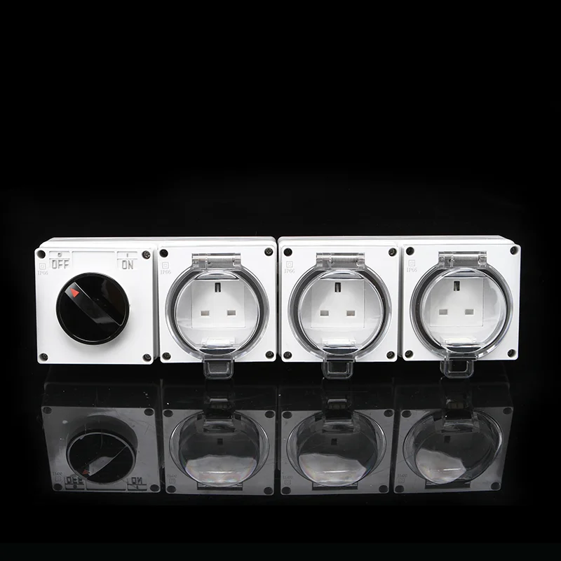 Ip66 UK Standar Weatherproof Socket Waterproof Dustproof Outdoor Wall Power Outlet 13A Bathroom Socket
Ip66 UK Standar Weatherproof Socket Waterproof Dustproof Outdoor Wall Power Outlet 13A Bathroom Socket