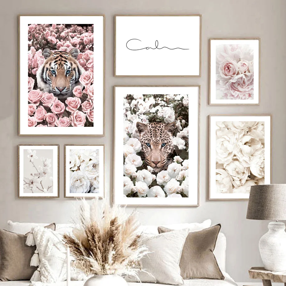 Nordic Blooming White Pink Rose Poster and Prints Flowers Animals Tiger Leopard Wall Art Canvas Painting for Living Room Home
Nordic Blooming White Pink Rose Poster and Prints Flowers Animals Tiger Leopard Wall Art Canvas Painting for Living Room Home