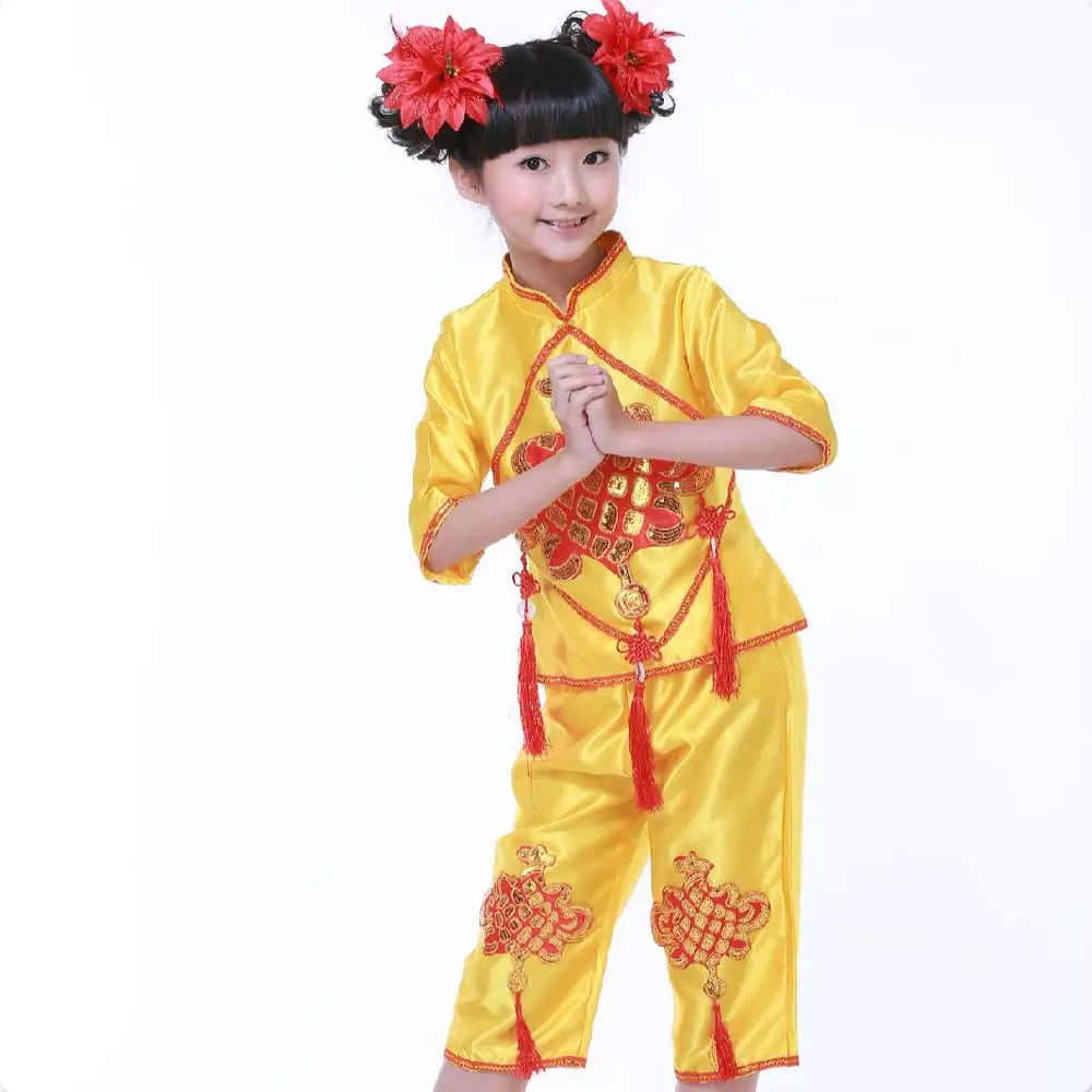 Yangko Dance Custome Chinese Folk for Girl Knot Costumes Festival Ancient Costume | Тематическая одежда и униформа