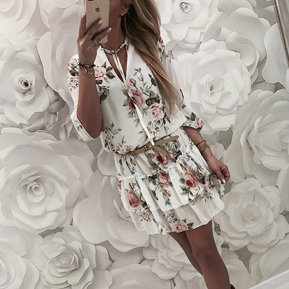 Vintage Women's Wrap Summer V-Neck Boho Floral Print Dress Elegant Ladies Holiday Beach Mini Sundress Plus Size
Vintage Women's Wrap Summer V-Neck Boho Floral Print Dress Elegant Ladies Holiday Beach Mini Sundress Plus Size