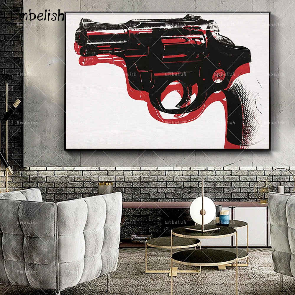 Embelish 1 Pieces Famous Artworks Black Gun By Andy Warhol Modern Home Decor Wall Pictures For Living Room HD Canvas Painting 
Embelish 1 Pieces Famous Artworks Black Gun By Andy Warhol Modern Home Decor Wall Pictures For Living Room HD Canvas Painting